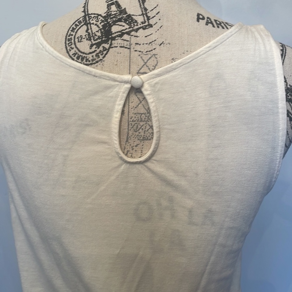 CREAM RUFFLE FRINGE TANK TOP - Picture 5 of 6